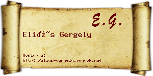 Eliás Gergely névjegykártya